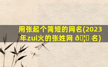 用张起个简短的网名(2023年zui
火的张姓网 🦅 名)